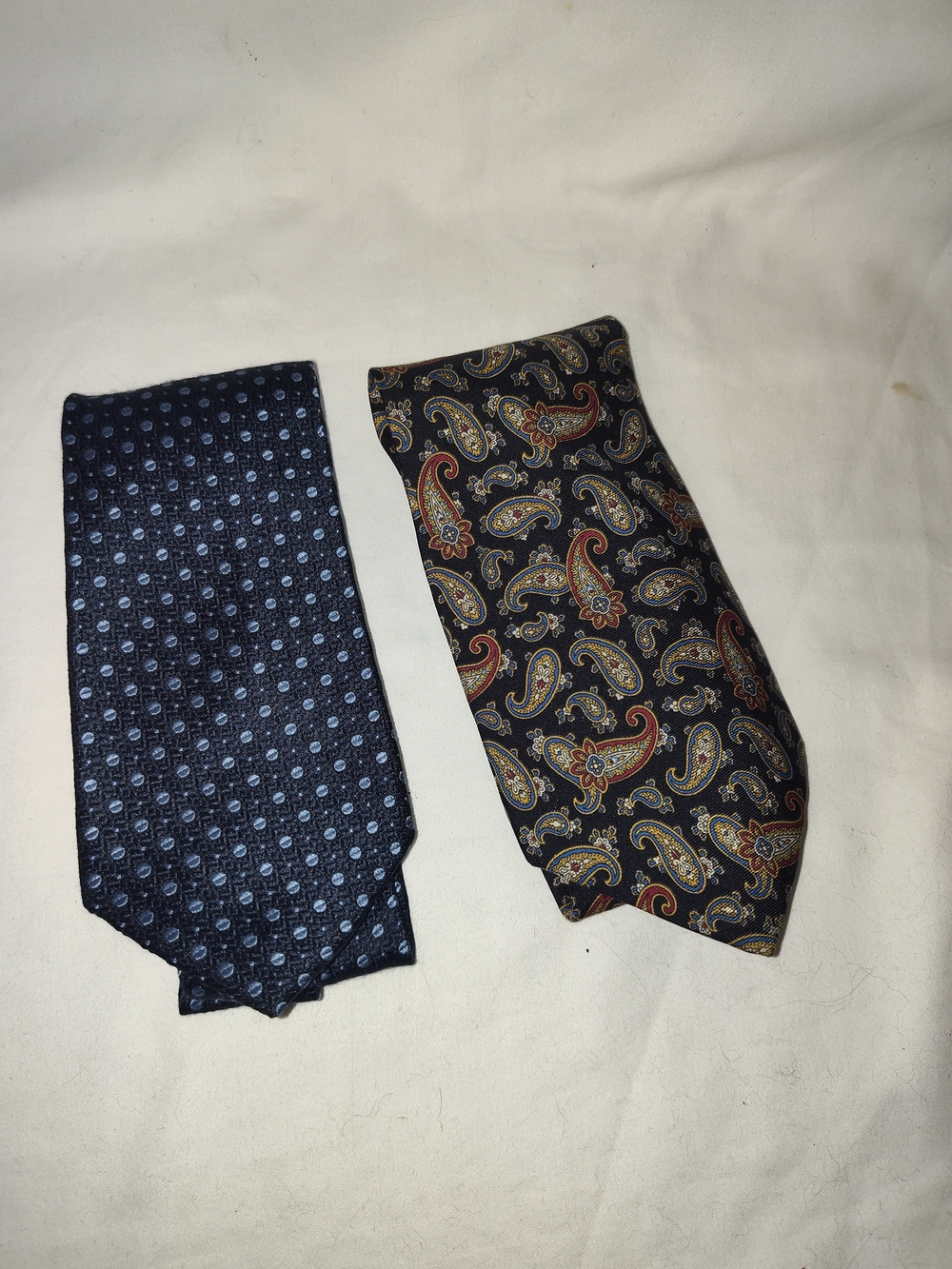Burberry Navy Blue Geometric & Paisley Silk Tie Pair